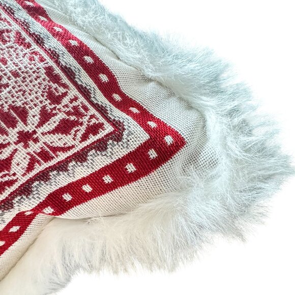 Hines Of Oxford Luxury Tapestry Accent Pillow Heart  Bird Faux Fur 18" New - Picture 7 of 8